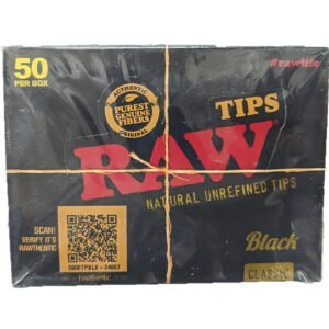 Raw Rolling Paper Classic Black Tips 50ct