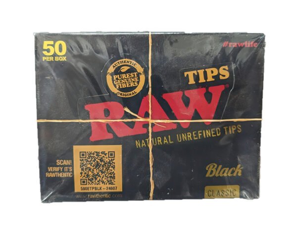 Raw Rolling Paper Classic Black Tips 50ct