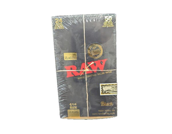 Raw Rolling Paper Classic Black 1-1/4 Size 24ct