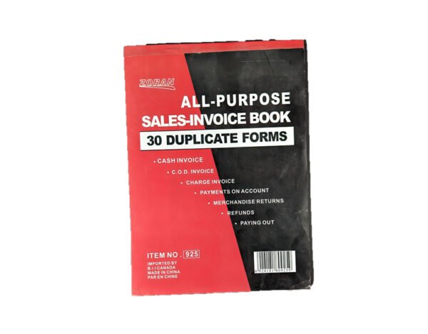 Zoran Sales Invoice book 30 duplicate forms