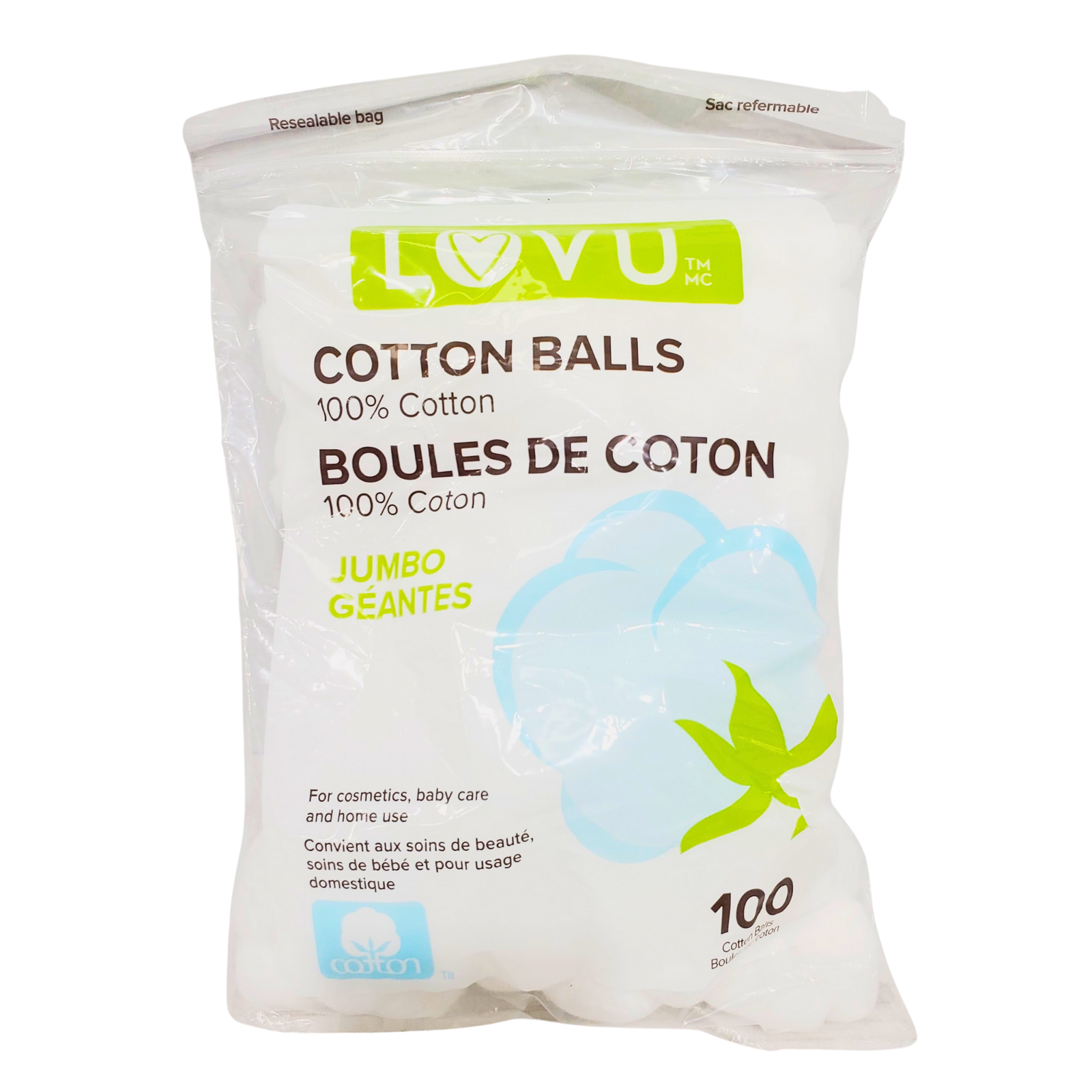 LOVU 100% Cotton Balls 100ct